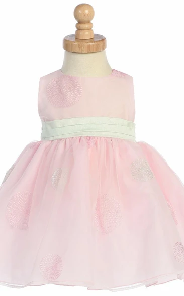 Bowed Sleeveless Organza Flower Girl Dress