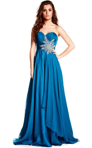 Sleeveless Sweetheart Criss-Cross Chiffon Prom Dress