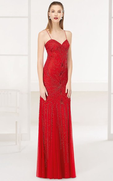 Spaghetti Straps Allover Sequin Long Prom Dress With Back Criss Cross Straps