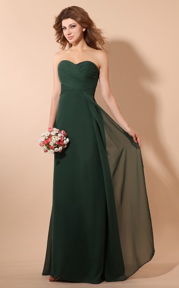 Sweetheart Floor-Length Chiffon Dress With Criss-Cross Ruching