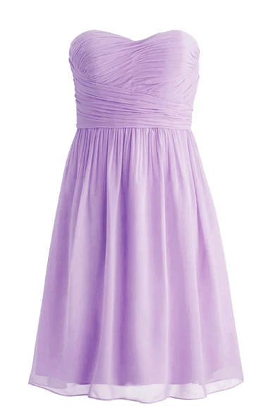 Chic Sweetheart Ruched Short Dress With Zipper Back