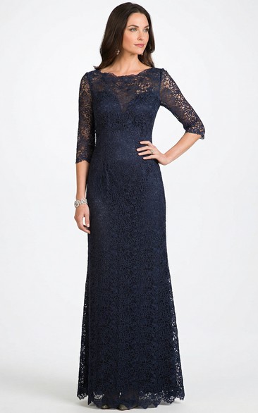 3/4 Sleeve Illusion Lace Mother of the Bride