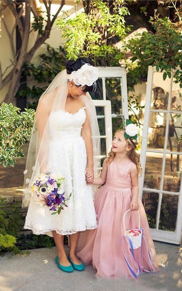 Flower Girl Jewel Neck Tulle Ball Gown With Sash