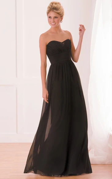 Sweetheart Floor-Length A-Line Chiffon Bridesmaid Dress With Pleats