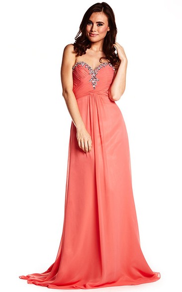 Sleeveless Criss-Cross Sweetheart Chiffon Prom Dress