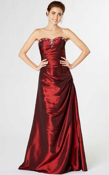 Beaded Sleeveless Sweetheart Satin Bridesmaid Dress