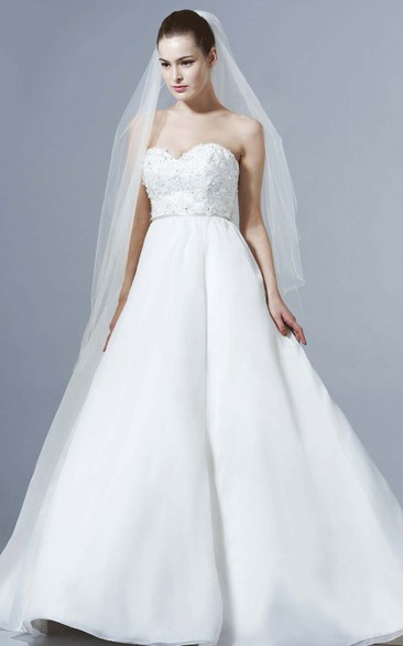 Sheath Sweetheart Sleeveless Floral Tulle Wedding Dress