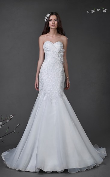 Trumpet Floor-Length Sweetheart Sleeveless Lace Dress With Criss Cross ...