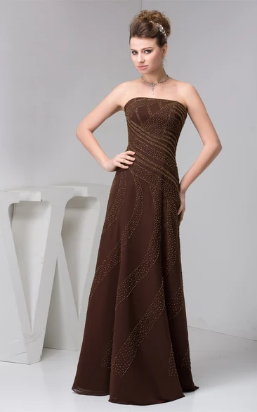 Sleeveless Maxi Chiffon Dress With Beading