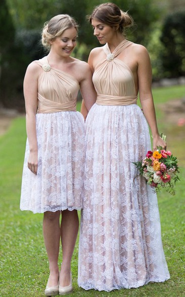 Knee-Length Strapped Sleeveless Ruched Chiffon Bridesmaid Dress