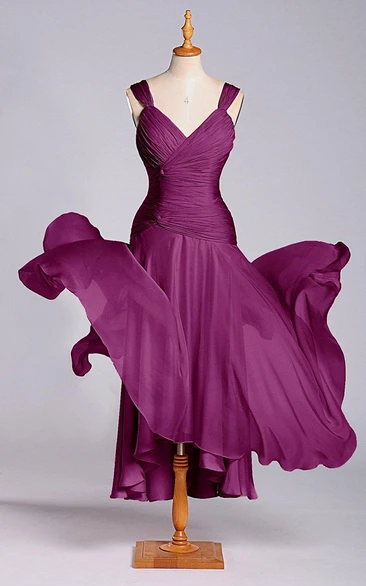 Gorgeous A-line Tea-length Chiffon Dress 