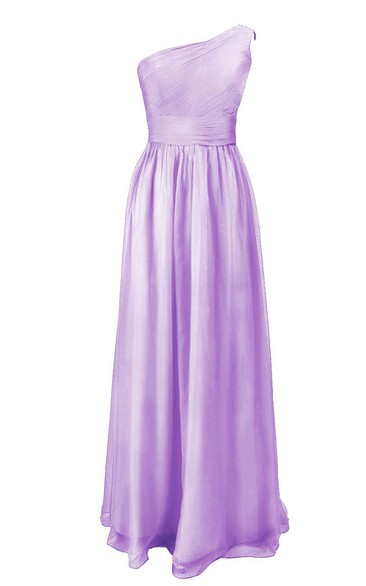 Elegant One-shoulder Chiffon A-line Dress With Ruched Band