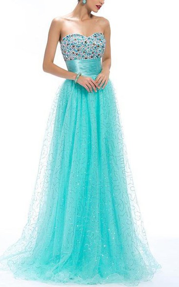 Alluring A-Line Sweetheart Beading Empire Long Prom Dress