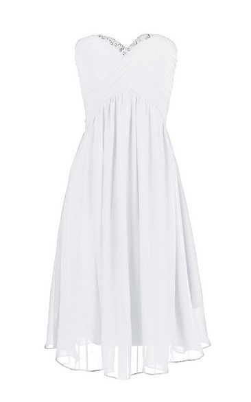 Sweetheart Asymmetrical Ruched Short Layered Chiffon Dress