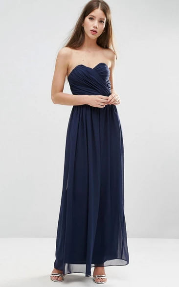 A-Line Sleeveless Sweetheart Criss-Cross Floor-Length Chiffon Bridesmaid Dress With Pleats