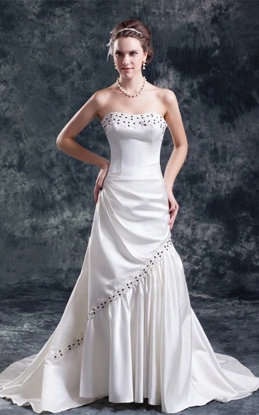 Shining Sweetheart Sleeveless Satin a Line Wedding Dresses