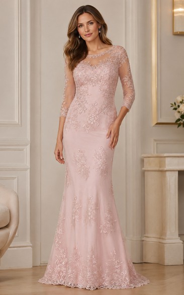 Simple Sheath Satin Mother of the Bride Dress with Appliques