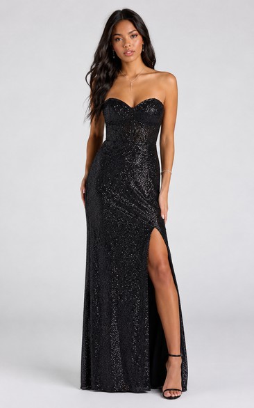 Sheath Sweetheart Sequins Prom Dress with Sequins