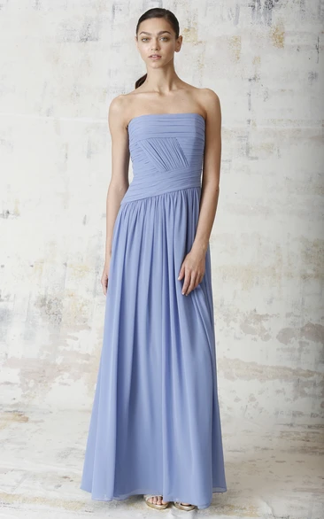 Ruched Strapless Chiffon Bridesmaid Dress