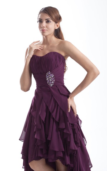 Sweetheart High-Low Dress With Beading and Cascading Ruffles - Dorris ...