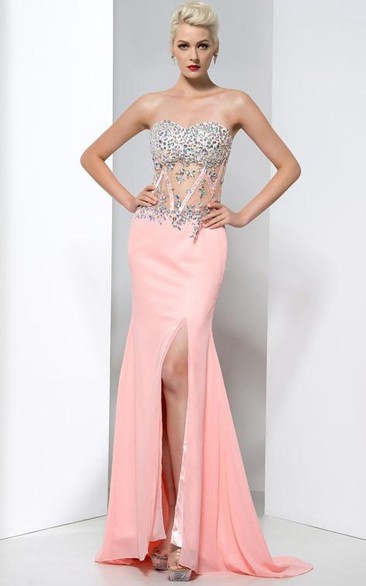 Sweetheart Beading Split-Front Prom Dress