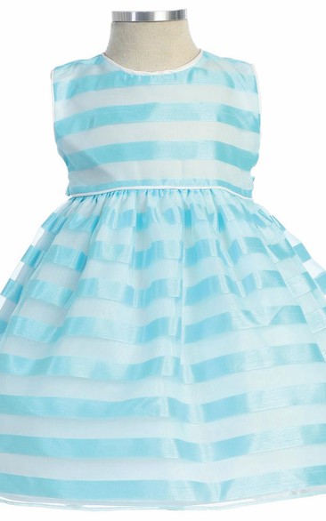Tea-Length Sleeveless Pleated Organza Flower Girl Dress