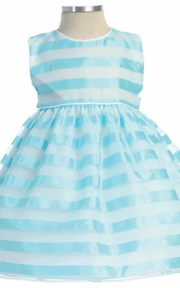 Tea-Length Sleeveless Pleated Organza Flower Girl Dress