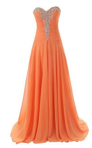 Fantastic Sweetheart Beaded Lace-Up Long Prom Dress