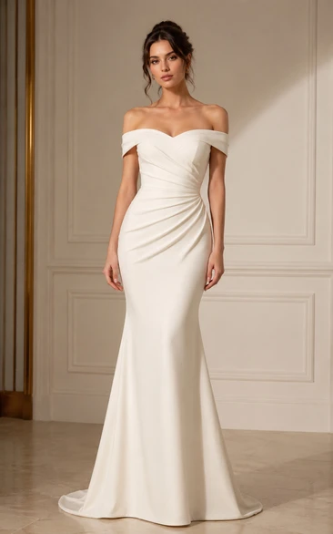 Off-the-Shoulder Satin Mermaid Formal Gown