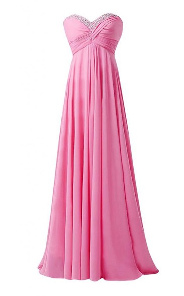 Basque Waist Empire Chiffon Dress With Appliques