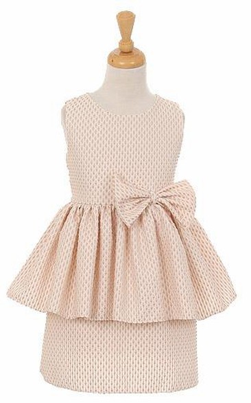 Midi Peplum Bowed Flower Girl Dress