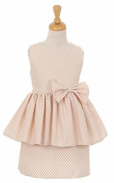 Midi Peplum Bowed Flower Girl Dress