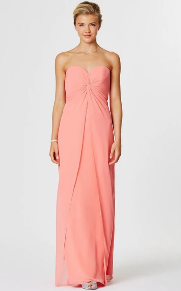 Sweetheart Ruched Sleeveless Chiffon Bridesmaid Dress With Lace-Up Back