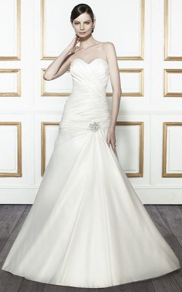 Mermaid Sweetheart Satin Wedding Dress With Criss Cross And Lace Up