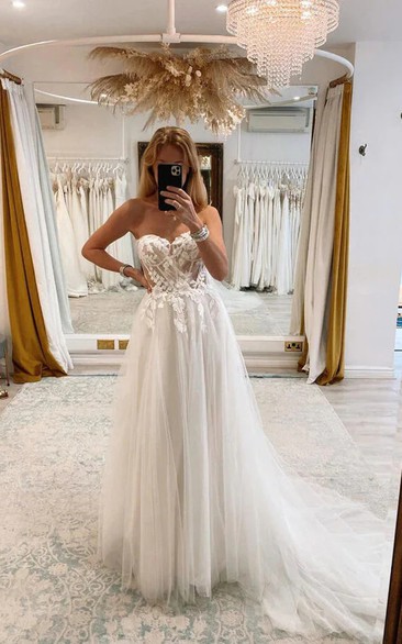 Tulle Sweetheart Criss-cross Empire Wedding Dress