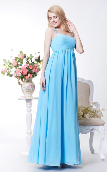 Empire Spaghetti Straps Chiffon A-line Gown