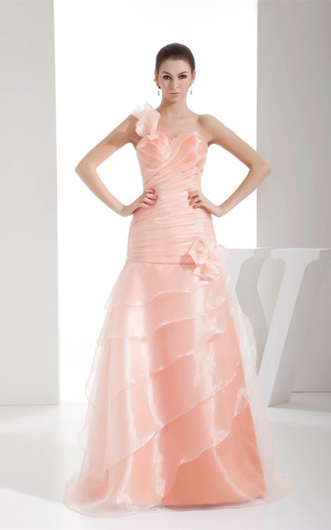 Sweetheart Column Criss-Cross Single Strap and Dress With Flower