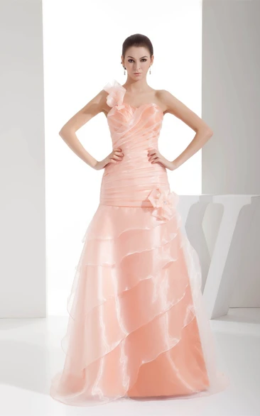 Sweetheart Column Criss-Cross Single Strap and Dress With Flower