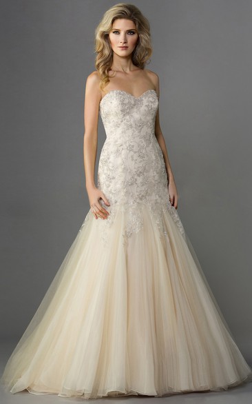 Sweetheart Mermaid Wedding Dress with Sequins and Pleats