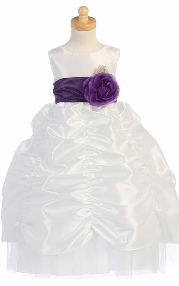 Tiered Tulle&Taffeta Flower Girl Dress