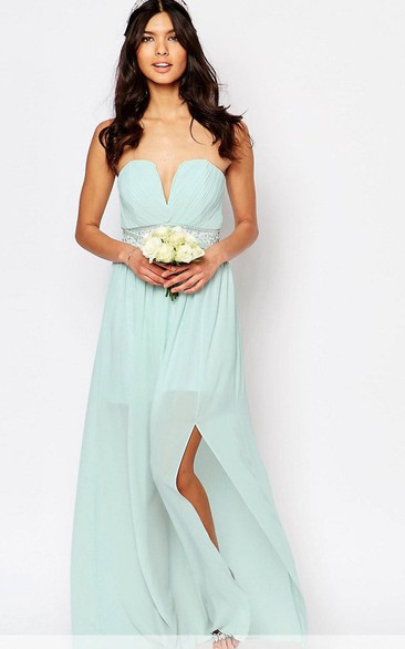 Ankle-Length Criss-Cross Notched Sleeveless Chiffon Bridesmaid Dress