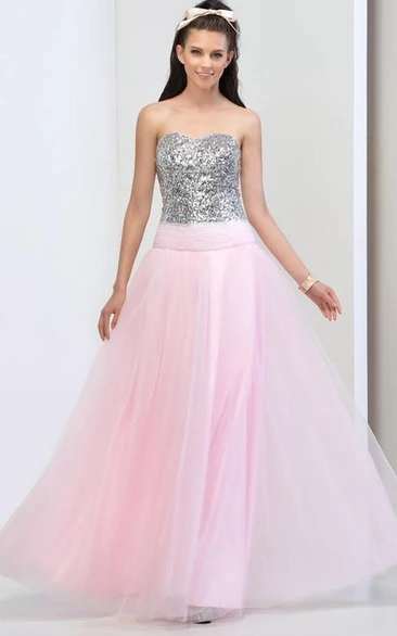 Sweetheart Lace-up Beading Sequins Prom Dress
