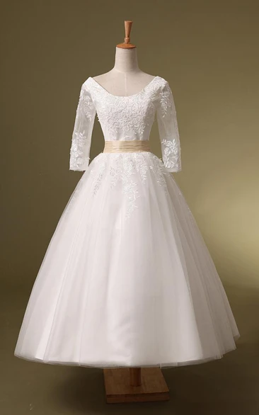 A-Line Mini V-Neck Long Sleeve Bell Draping Pleats Beading Appliques Backless Lace-Up Back Tulle Lace Sequins Dress