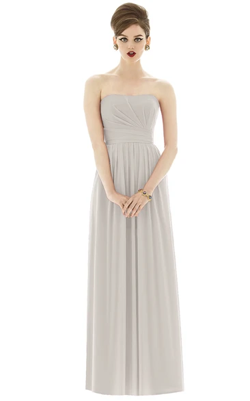Strapless Empire Simple Chiffon Gown With Ruching
