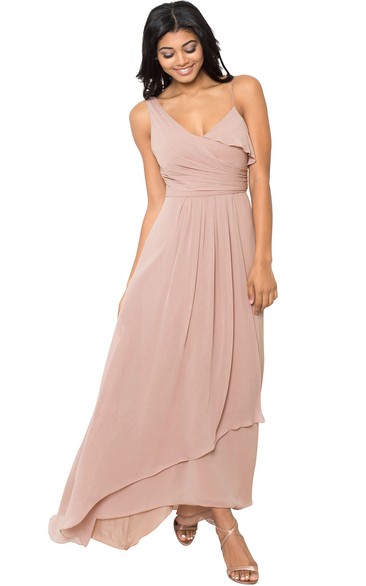 Ruched Sleeveless Spaghetti Chiffon Muti-Color Convertible Bridesmaid Dress
