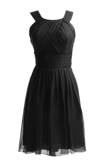 Simple Scoop A-line Chiffon Short Dress With Straps