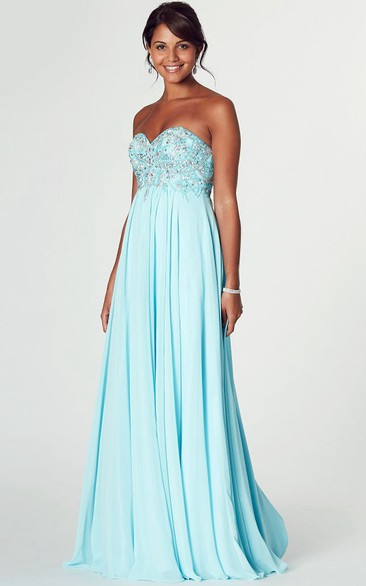 Sweetheart Sleeveless Beaded Chiffon Prom Dress
