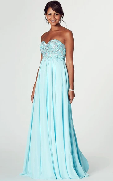 Sweetheart Sleeveless Beaded Chiffon Prom Dress
