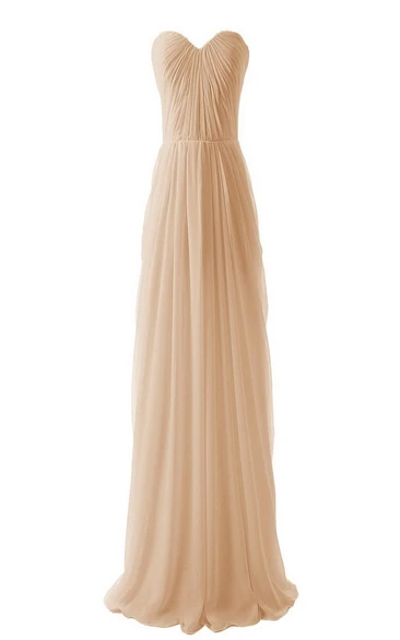 Sweetheart Long Chiffon Gown With Allover Pleats