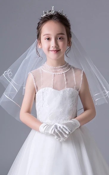 Short Single Layer Lace Flower Girl Veil